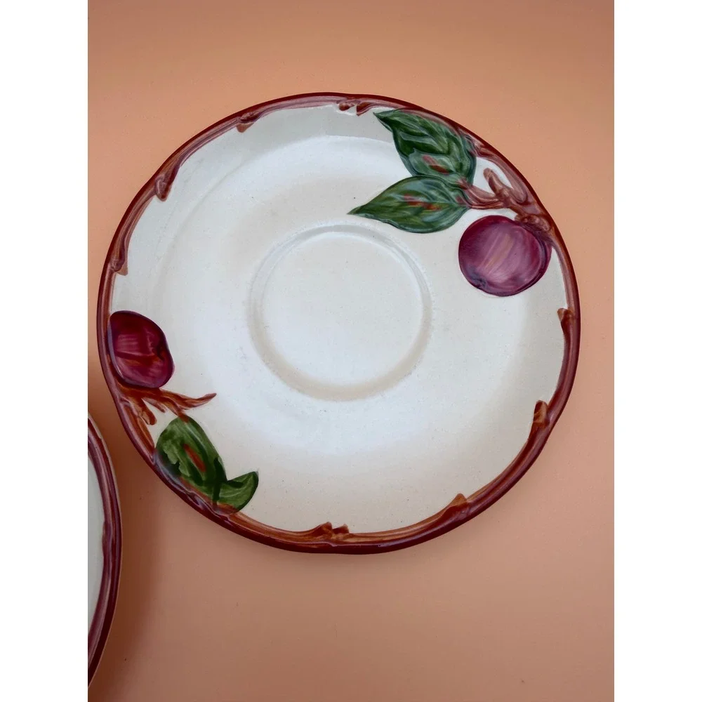 Franciscan Apple Earthenware Coffee Cups and Saucers Set of 2 Vintage USA Made